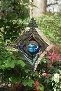 Diamant Windspinner mit Blauer Glaskugel